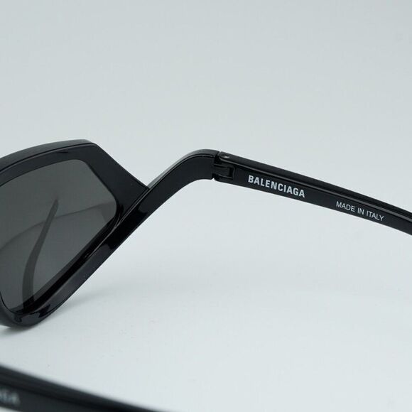 NEW Balenciaga BB0289S 001 Black Silver Mirror Wraparound Unisex Sunglasses main image 6